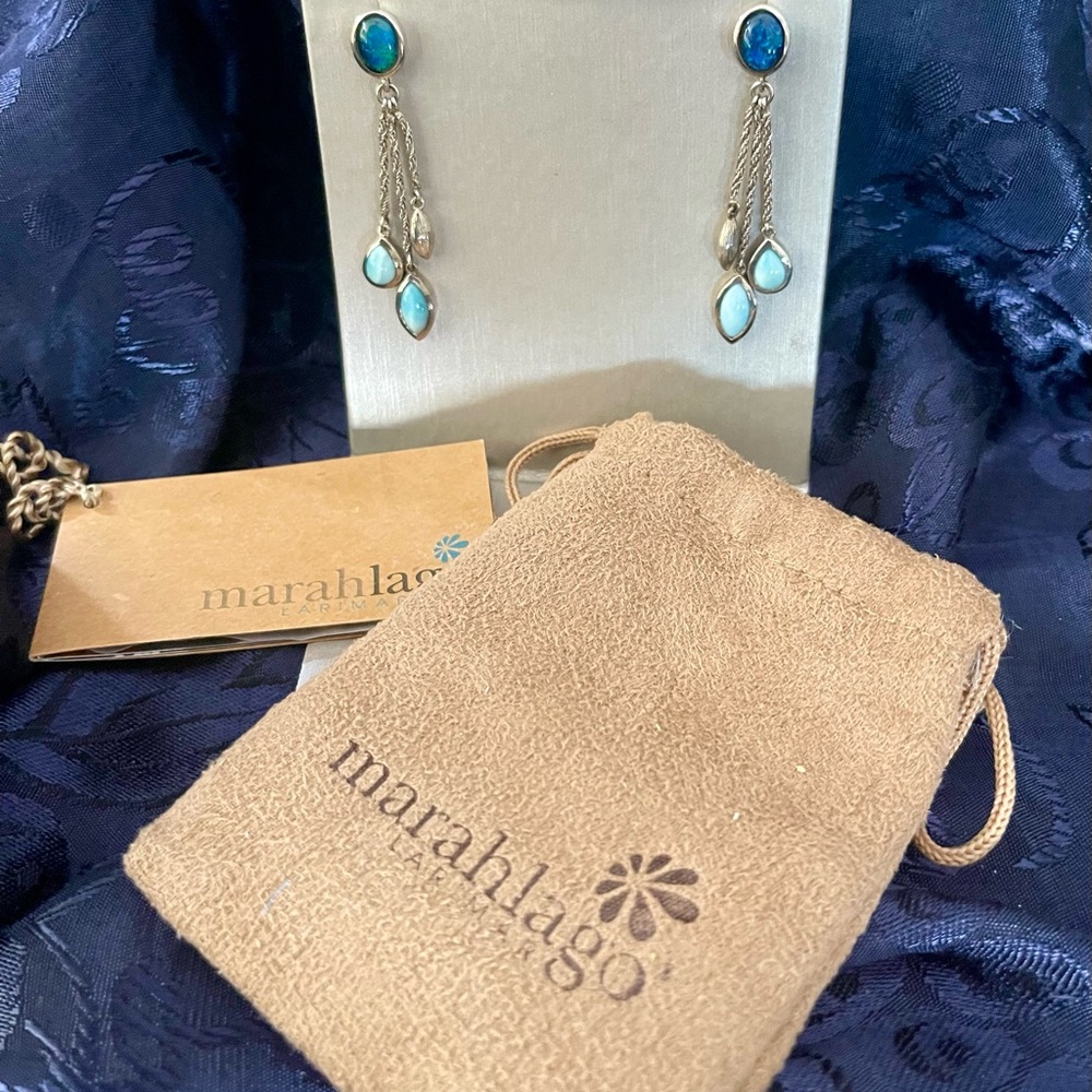 Marahlago Larimar & Australian Opal earrings in Sterling